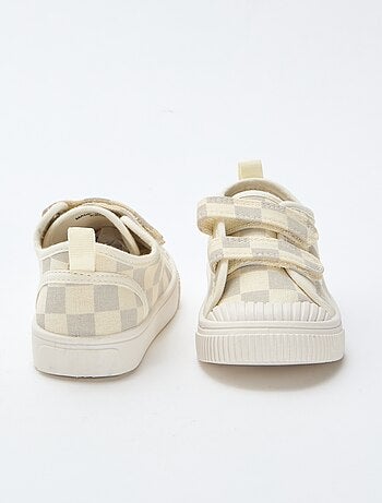 Sneakers in tela con stampa a scacchi
