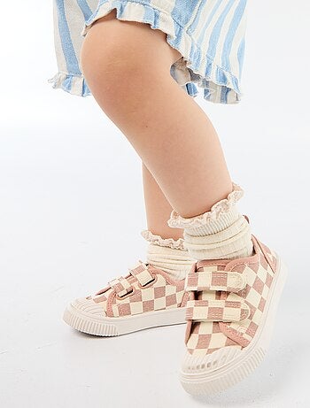 Sneakers in tela con stampa a scacchi