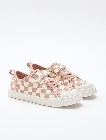 Sneakers in tela con stampa a scacchi
