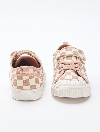 Sneakers in tela con stampa a scacchi