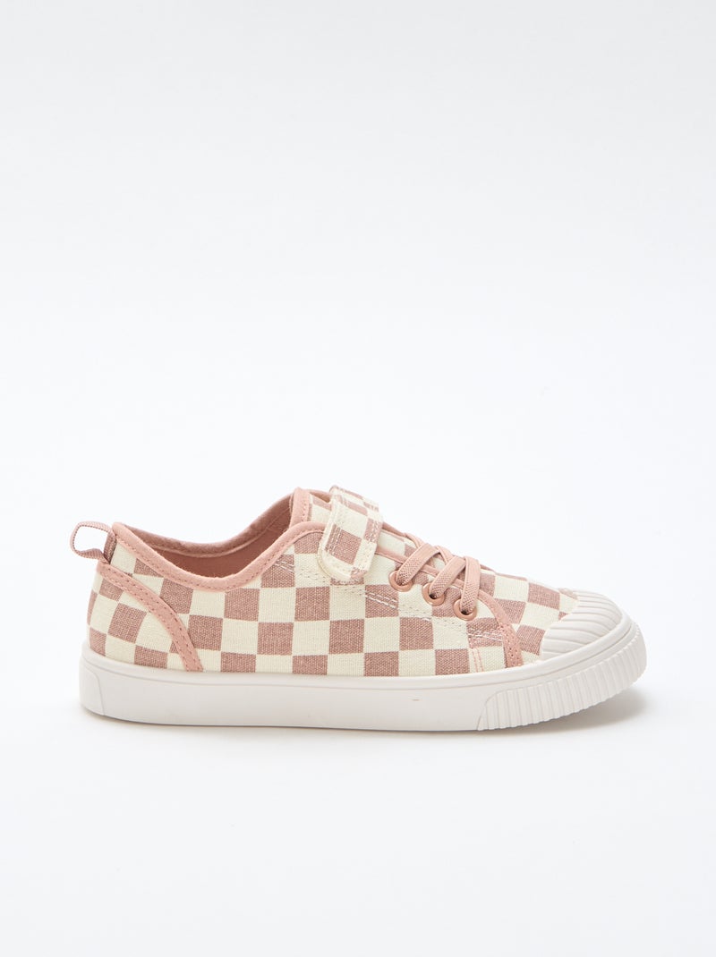 Sneakers in tela con stampa a scacchi Rosa - Kiabi
