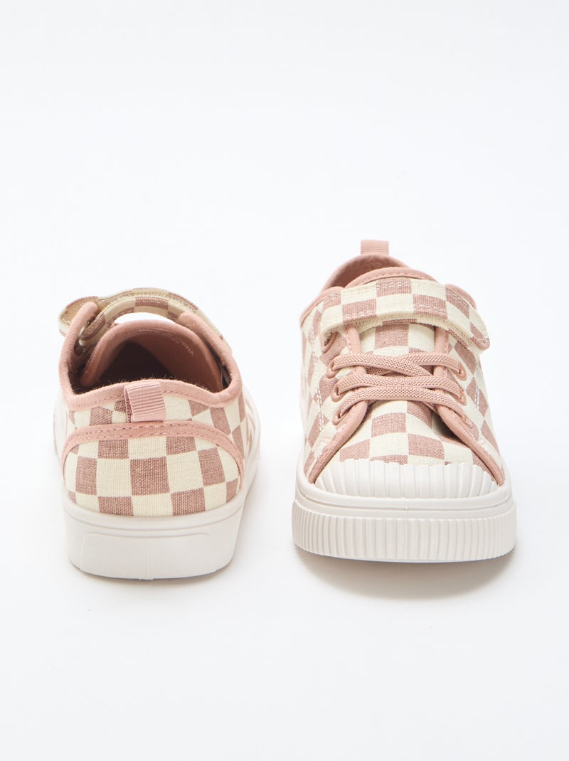 Sneakers in tela con stampa a scacchi Rosa - Kiabi