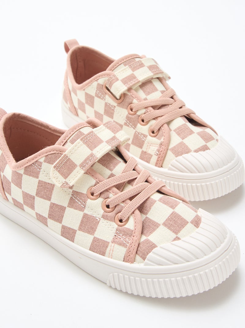 Sneakers in tela con stampa a scacchi Rosa - Kiabi