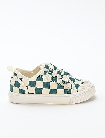 Sneakers in tela con stampa a scacchi
