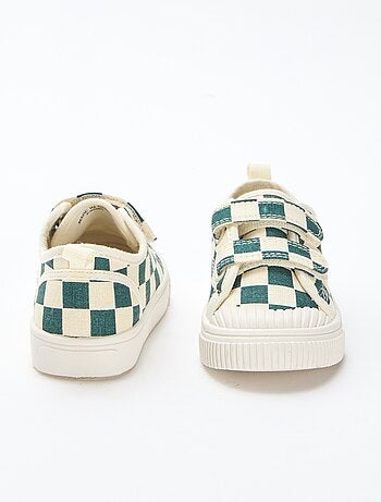 Sneakers in tela con stampa a scacchi
