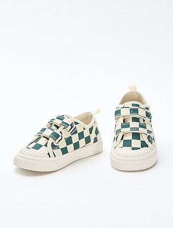 Sneakers in tela con stampa a scacchi