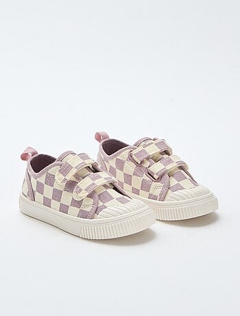 Sneakers in tela con stampa a scacchi