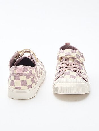 Sneakers in tela con stampa a scacchi