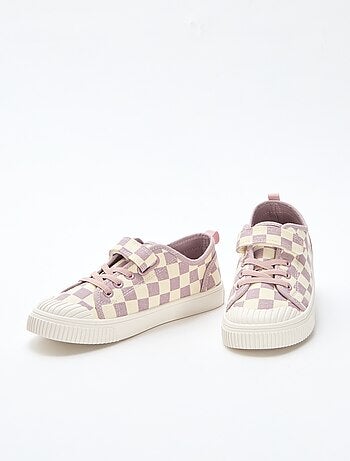 Sneakers in tela con stampa a scacchi
