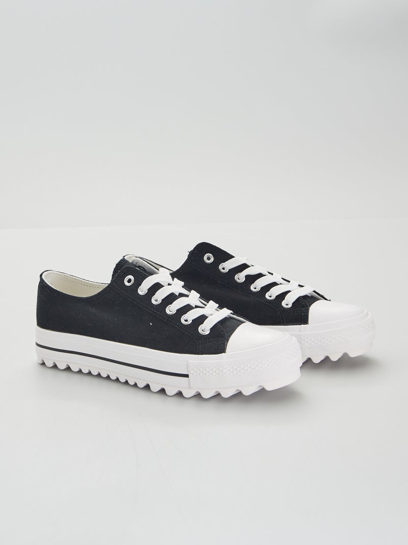 Sneakers in tela con suola tassellata nero - Kiabi