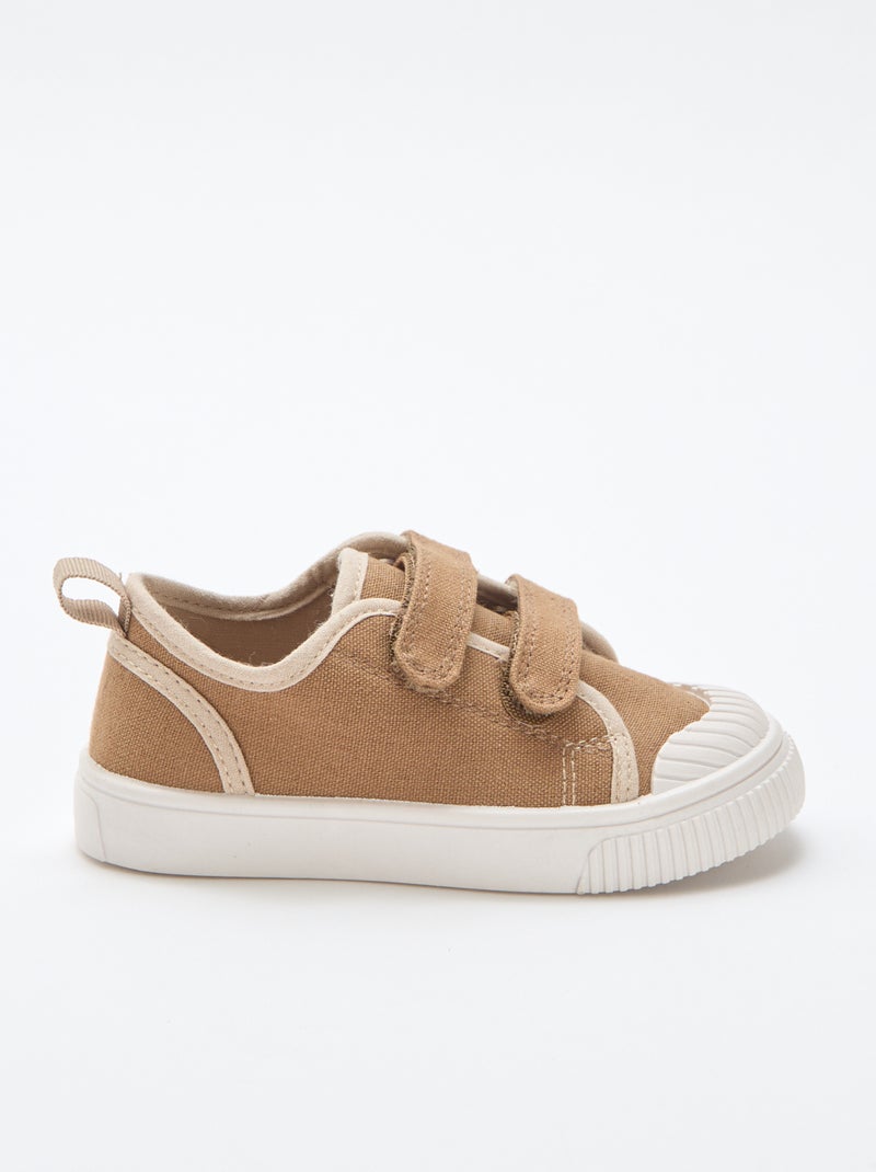 Sneakers in tela con velcro Marrone - Kiabi