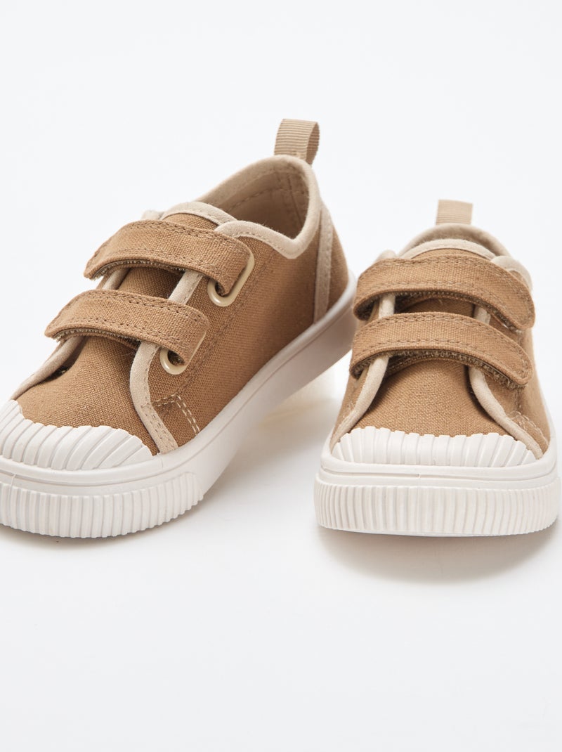 Sneakers in tela con velcro Marrone - Kiabi
