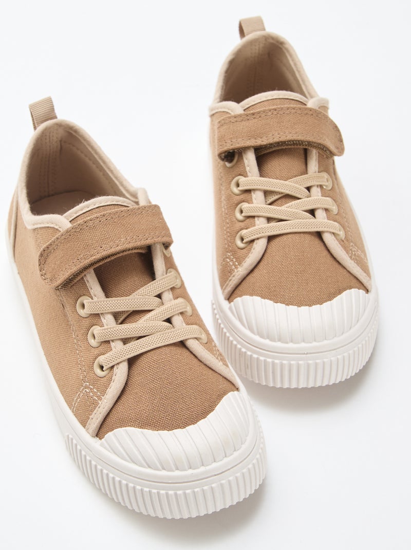 Sneakers in tela con velcro Marrone - Kiabi