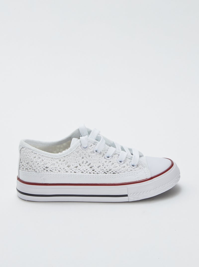 Sneakers in tela tinta unita Bianco - Kiabi