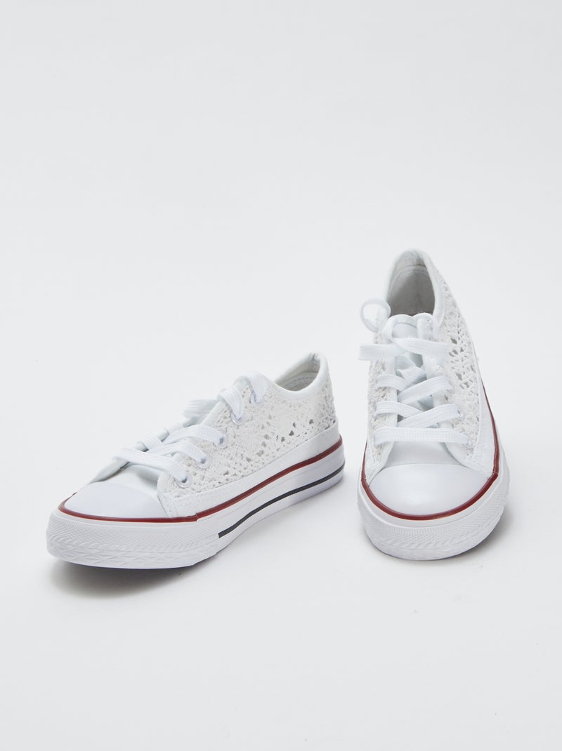 Sneakers in tela tinta unita Bianco - Kiabi