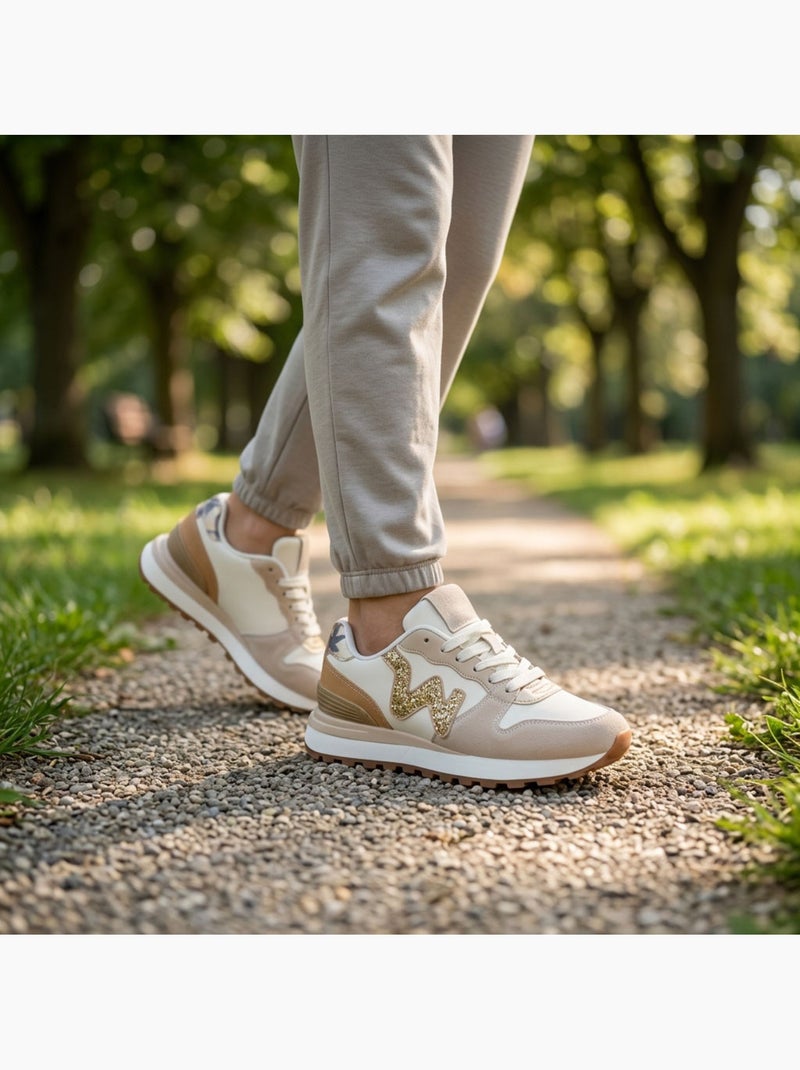 Sneakers Runner Donna Mesh Logo W 4 Colori OZABI Beige - Kiabi