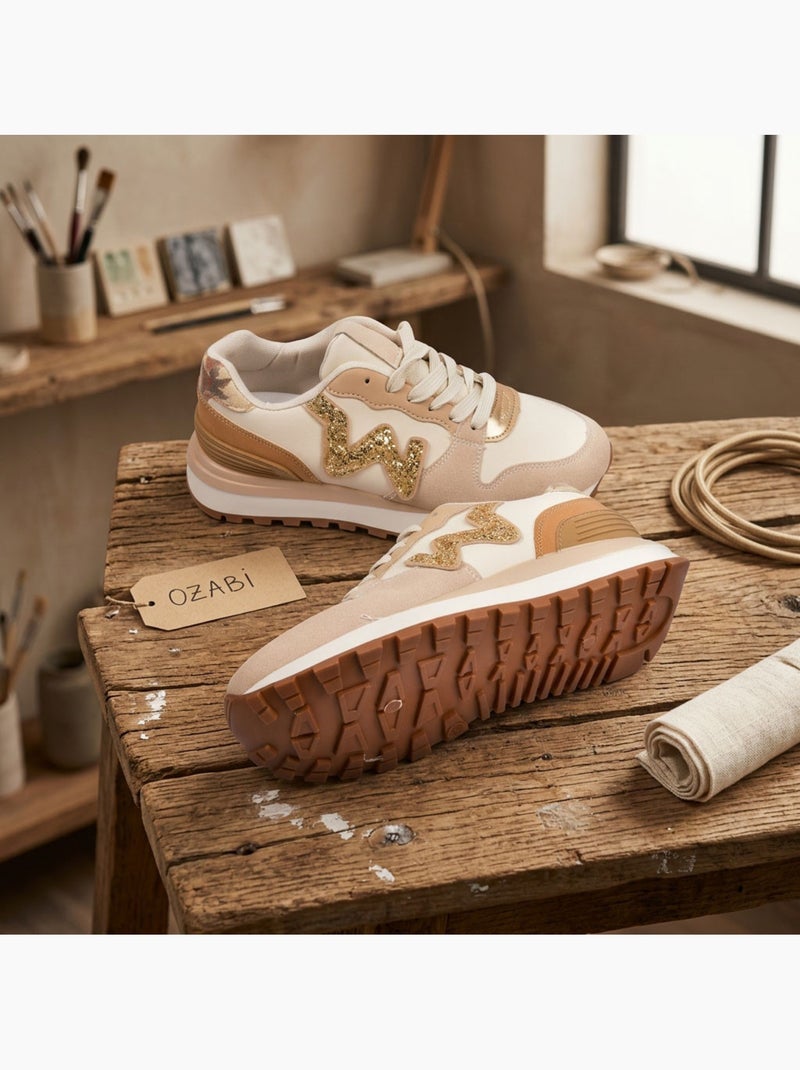 Sneakers Runner Donna Mesh Logo W 4 Colori OZABI Beige - Kiabi