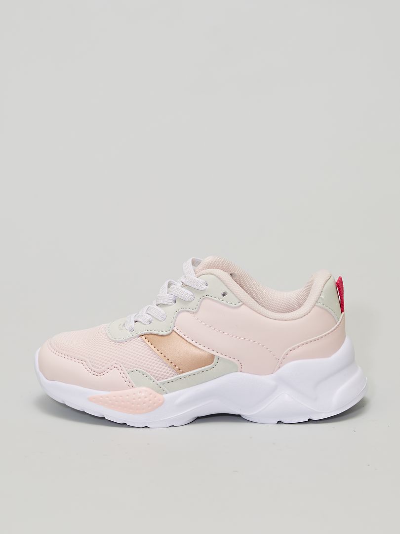 Sneakers running con lacci elastici rosa - Kiabi