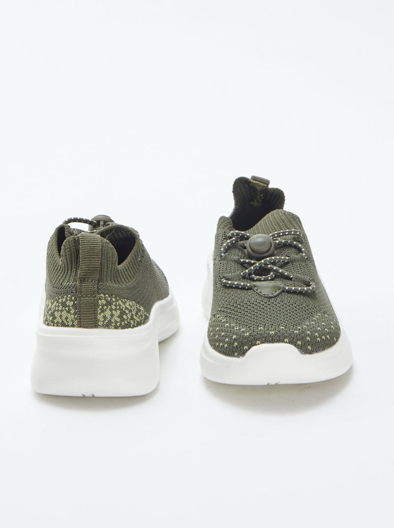 Sneakers running con lacci elasticizzati KAKI - Kiabi