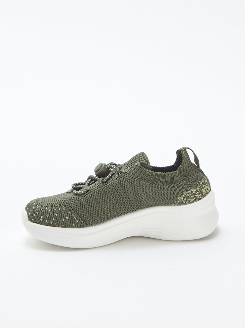 Sneakers running con lacci elasticizzati KAKI - Kiabi
