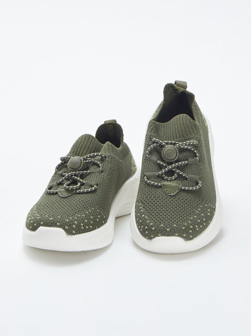 Sneakers running con lacci elasticizzati KAKI - Kiabi