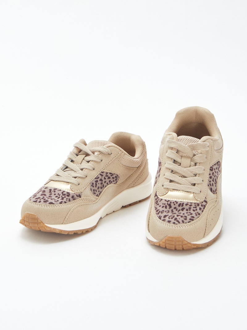 Sneakers running leopardate Beige - Kiabi