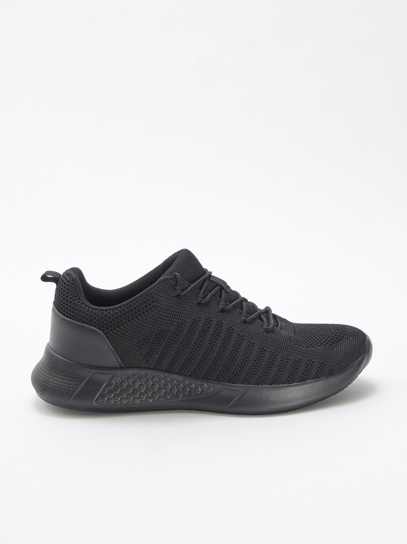 Sneakers running tinta unita con lacci Nero - Kiabi