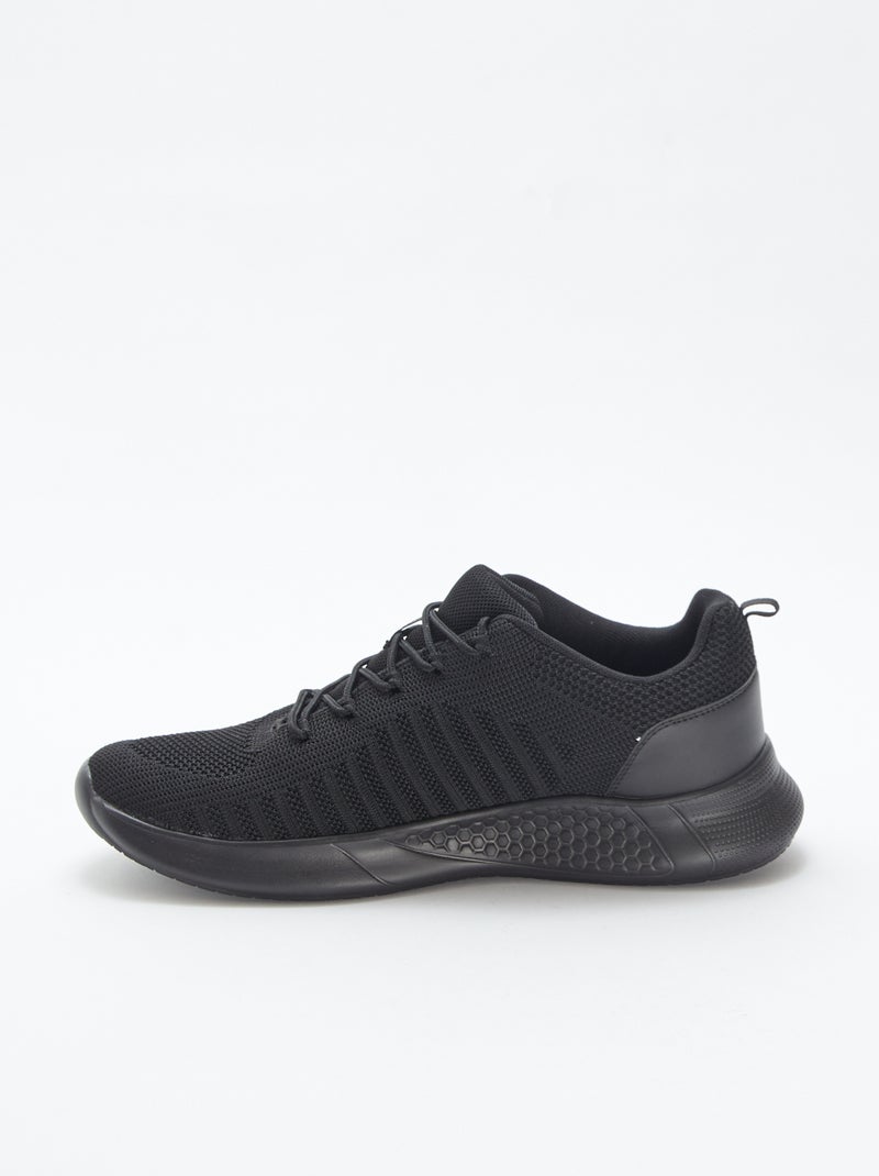 Sneakers running tinta unita con lacci Nero - Kiabi