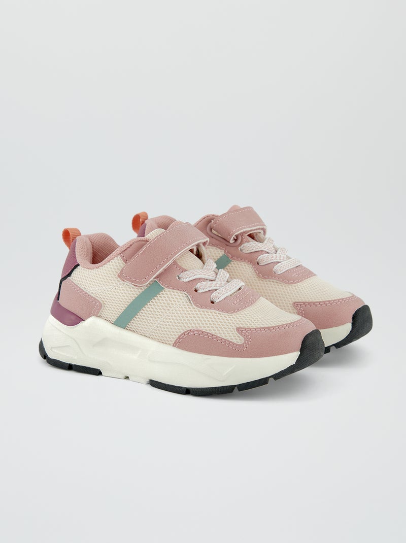 Sneakers running tricolore rosso bordeaux - Kiabi
