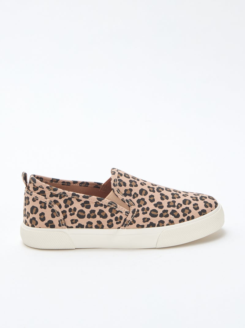 Sneakers slip-on con stampa leopardata Marrone - Kiabi