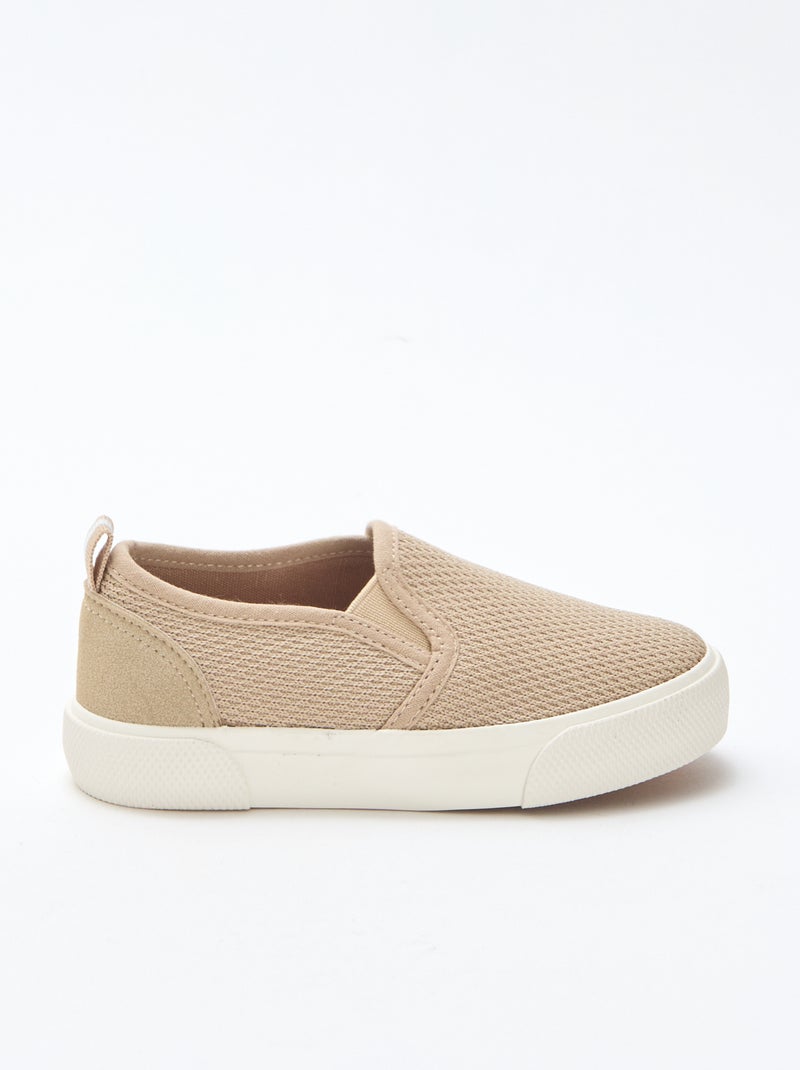 Sneakers slip-on in mesh tinta unita Beige - Kiabi