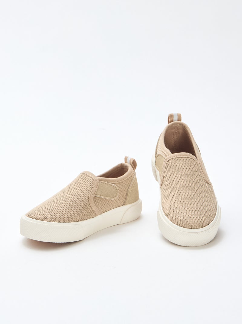 Sneakers slip-on in mesh tinta unita Beige - Kiabi
