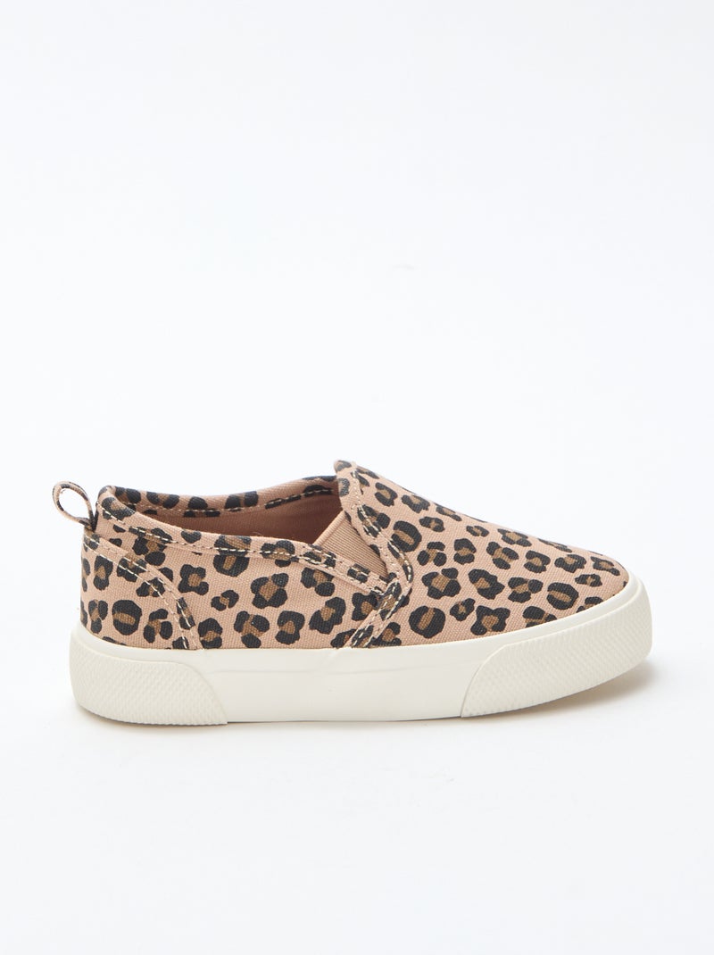 Sneakers slip-on leopardate Marrone - Kiabi