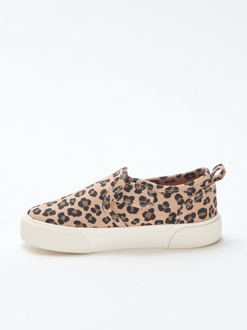Sneakers slip-on leopardate Marrone - Kiabi