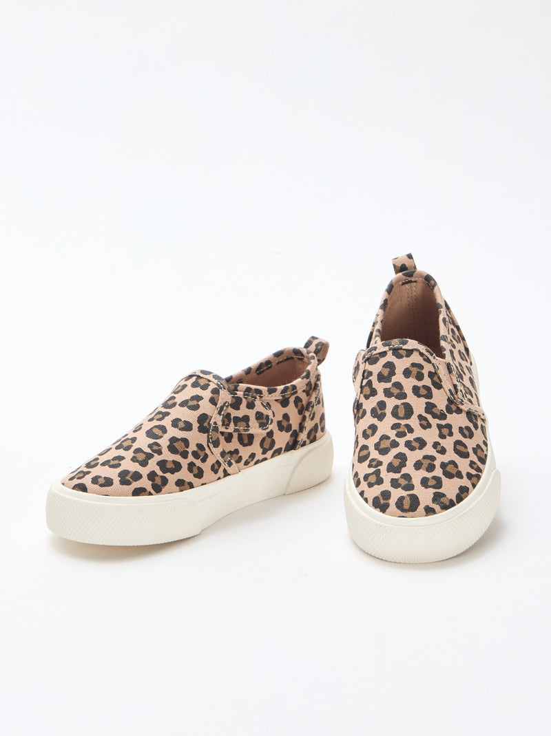 Sneakers slip-on leopardate Marrone - Kiabi