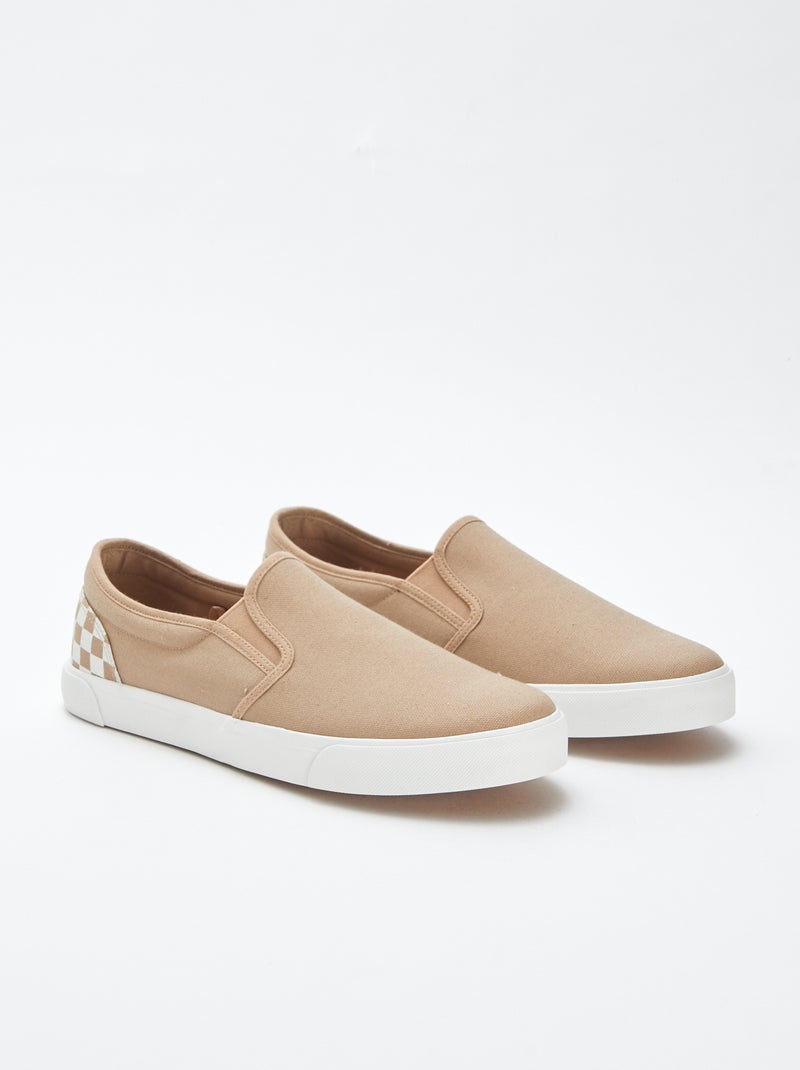Sneakers slip-on quadrettate BEIGE - Kiabi