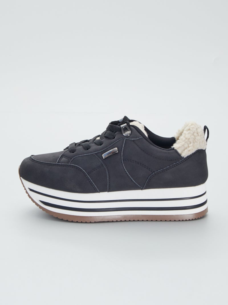 Sneakers suola spessa nero - Kiabi