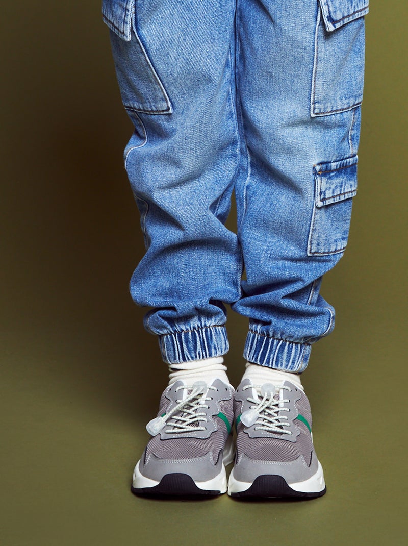 Sneakers tricolori stile running grigio chiaro - Kiabi