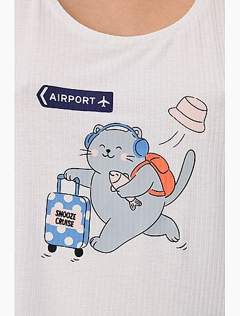 Snooze cruise pigiama corto con stampa gatto penti