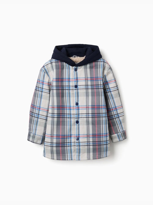 Sobrecamicia a quadri con cappuccio e fodera in sherpa - Kiabi Sobrecamicia a quadri con cappuccio e fodera in sherpa - Kiabi