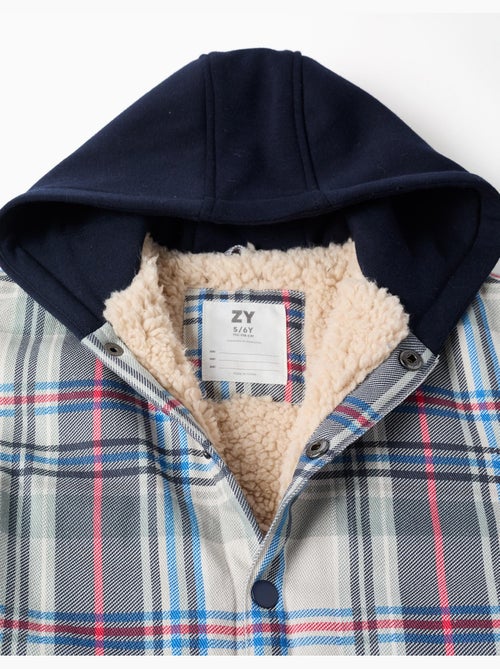 Sobrecamicia a quadri con cappuccio e fodera in sherpa - Kiabi Sobrecamicia a quadri con cappuccio e fodera in sherpa - Kiabi