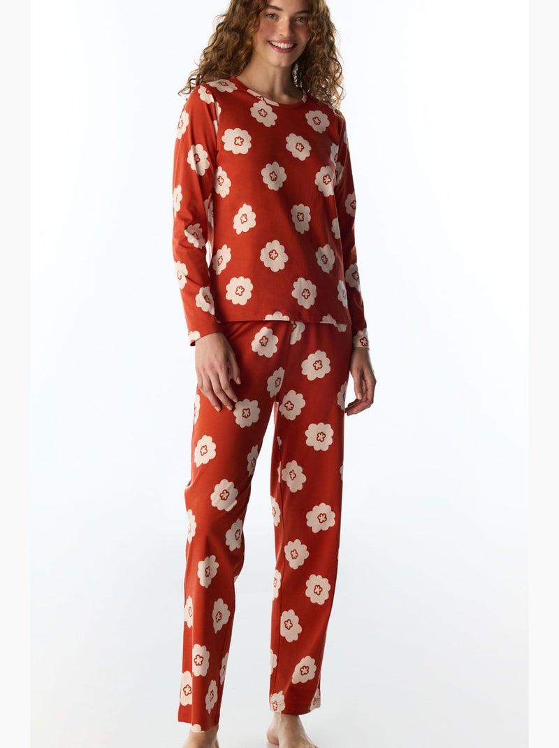 Soft bloom set pigiama con pantaloni lunghi e maniche lunghe floreale penti Bianco Rosso - Kiabi