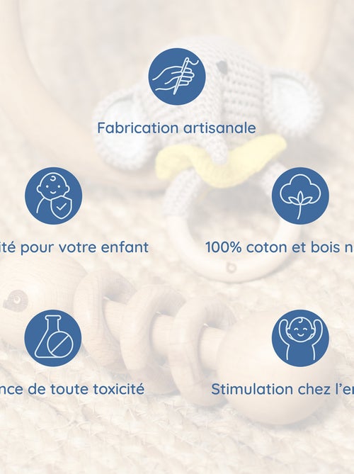 Sonaglino in cotone lavorato a maglia e legno naturale | SEVIRA KIDS - Kiabi