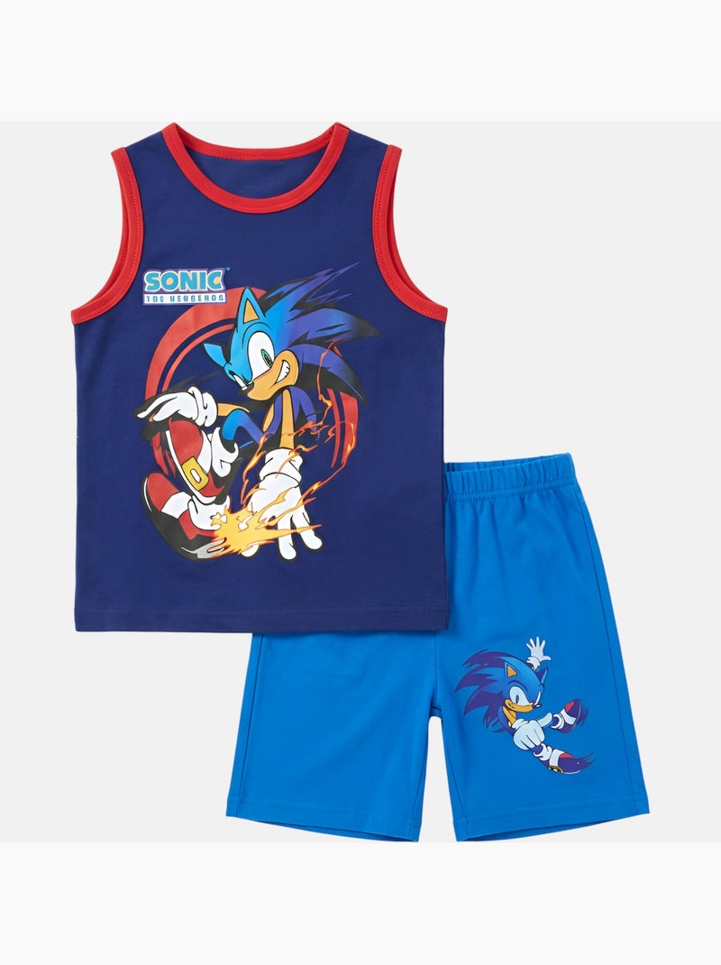 Sonic - Completo bambino canotta e pantaloncini Blu marino - Kiabi