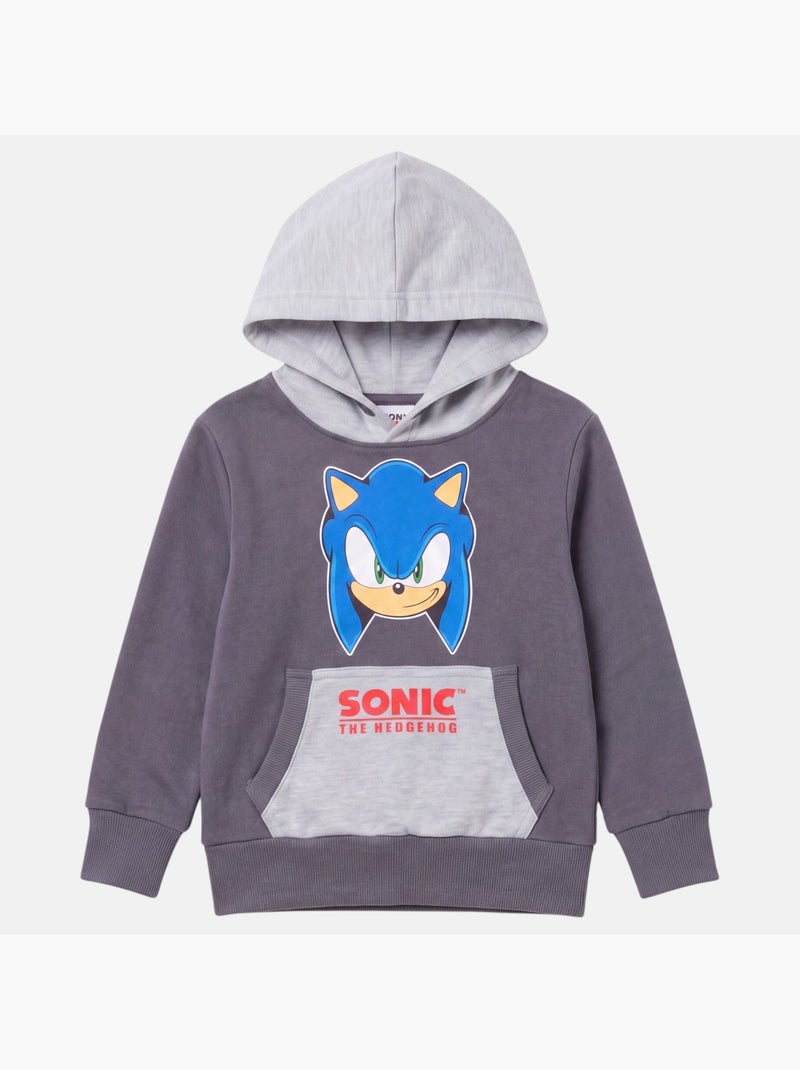 Sonic - felpa con cappuccio stampata, tasca a marsupio Grigio - Kiabi