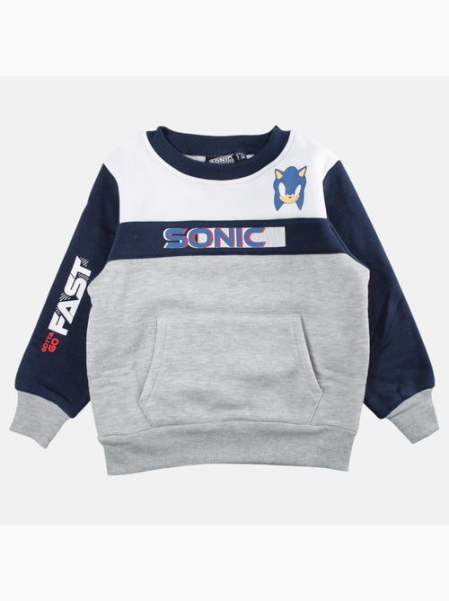 Sonic - felpa con collo rotondo stampata, tasca a marsupio, bordi a costine - Kiabi