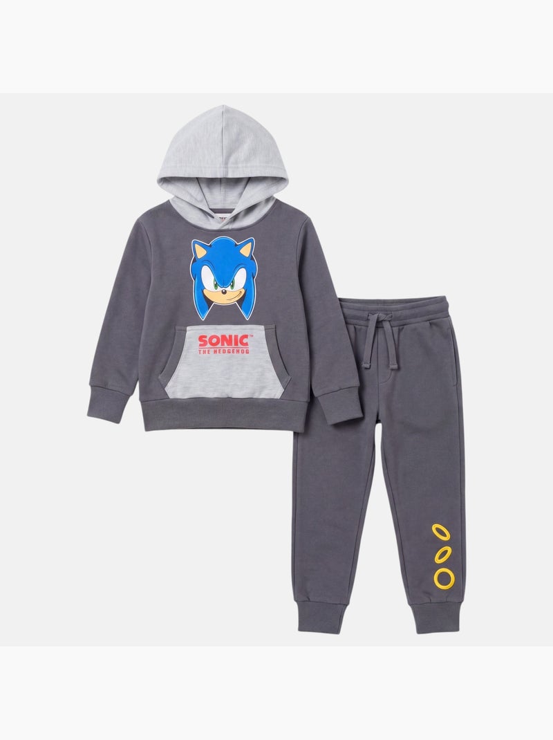 Sonic - set composto da felpa a cappuccio e pantaloni da jogging stampati Grigio - Kiabi