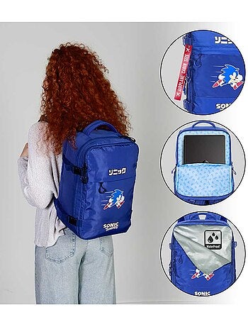 Sonic The Hedgehog Action Zaino Mercury da Viaggio Aereo 40x20x25cm Bagaglio a Mano, Blu