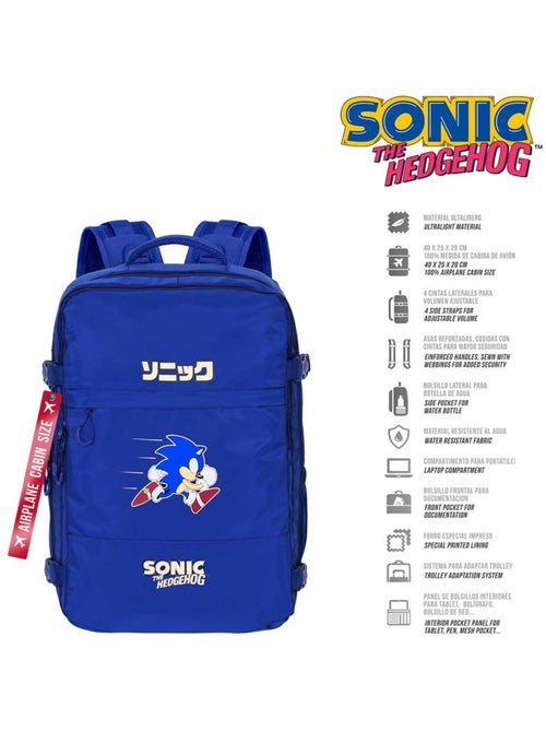 Sonic The Hedgehog Action Zaino Mercury da Viaggio Aereo 40x20x25cm Bagaglio a Mano, Blu - Kiabi