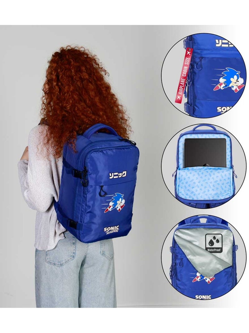 Sonic The Hedgehog Action Zaino Mercury da Viaggio Aereo 40x20x25cm Bagaglio a Mano, Blu Blu - Kiabi